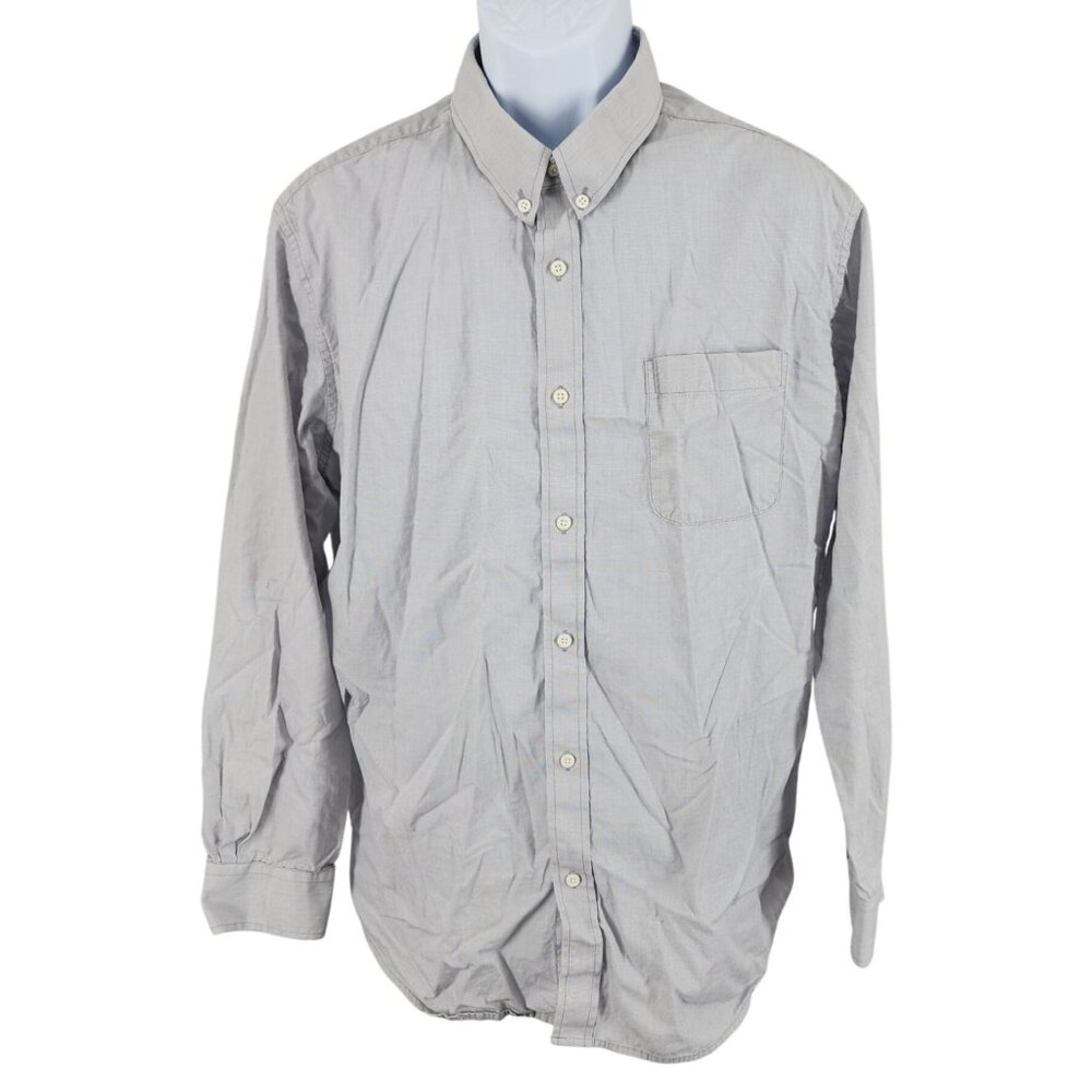 Men's Mtailor Button Down Shirt Light Blue Grey Long Sleeve 100% Cotton